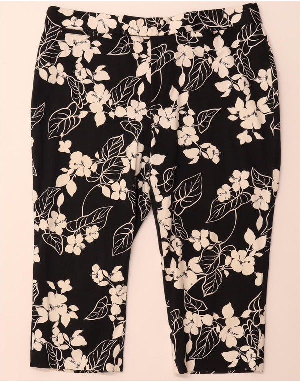 Pantaloni capri drepti pentru femei CHAPS US 16 2XL W38 L20 bumbac floral negru