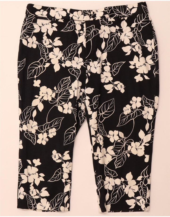 Pantaloni capri drepti pentru femei CHAPS US 16 2XL W38 L20 bumbac floral negru