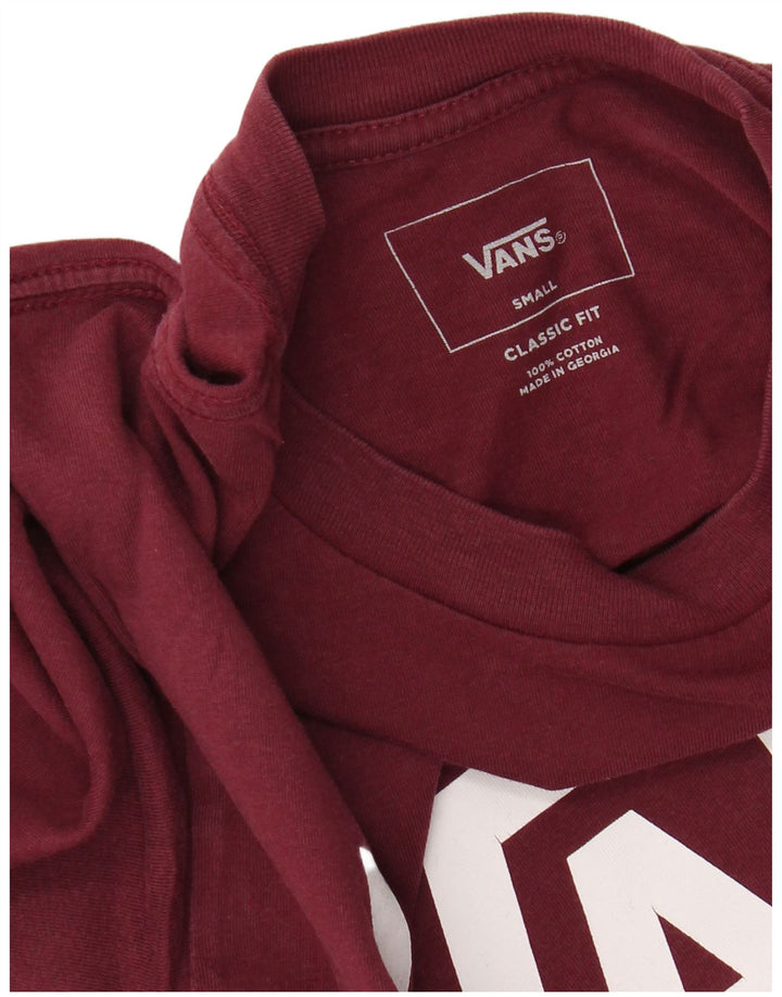 VANS pentru bărbați, cu croială clasică, top grafic cu mânecă lungă, bumbac burgundy mic