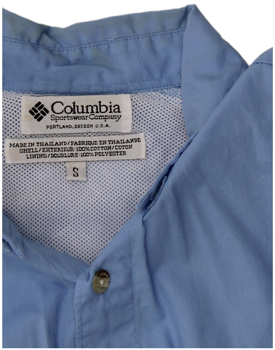 COLUMBIA Mens Short Sleeve Shirt Small Blue Polyester