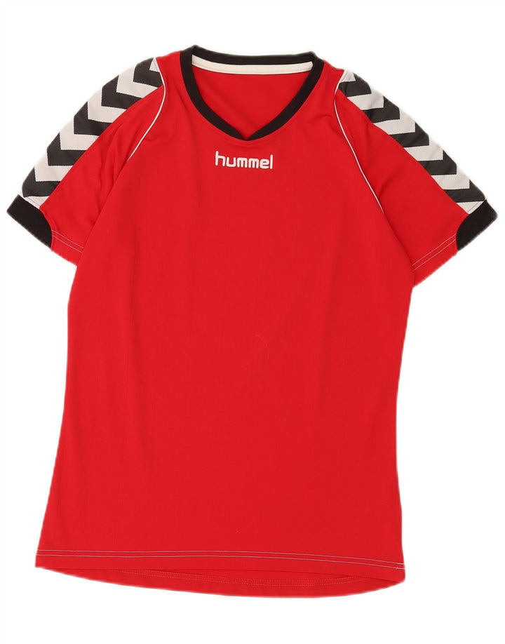 Tricou grafic pentru bărbați Hummel Top mic, roșu, poliester color bloc