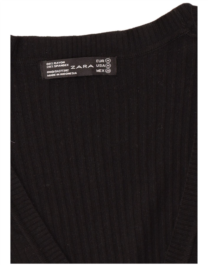 Pulover cardigan pentru femei Zara UK 12 Medium Black Rayon