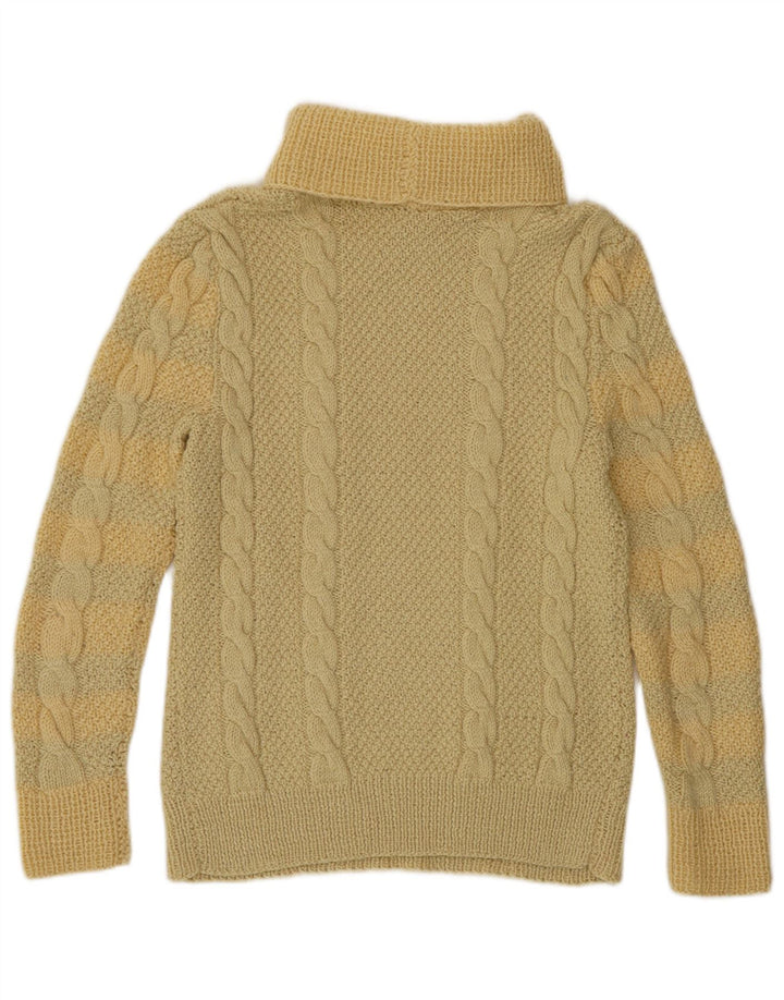Pulover vintage pentru femei cu gât rulat, UK 10, galben mic