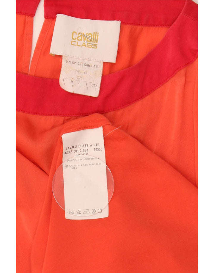 Bluză supradimensionată pentru femei Cavalli Top US 1 XS Orange Colorblock Mătase