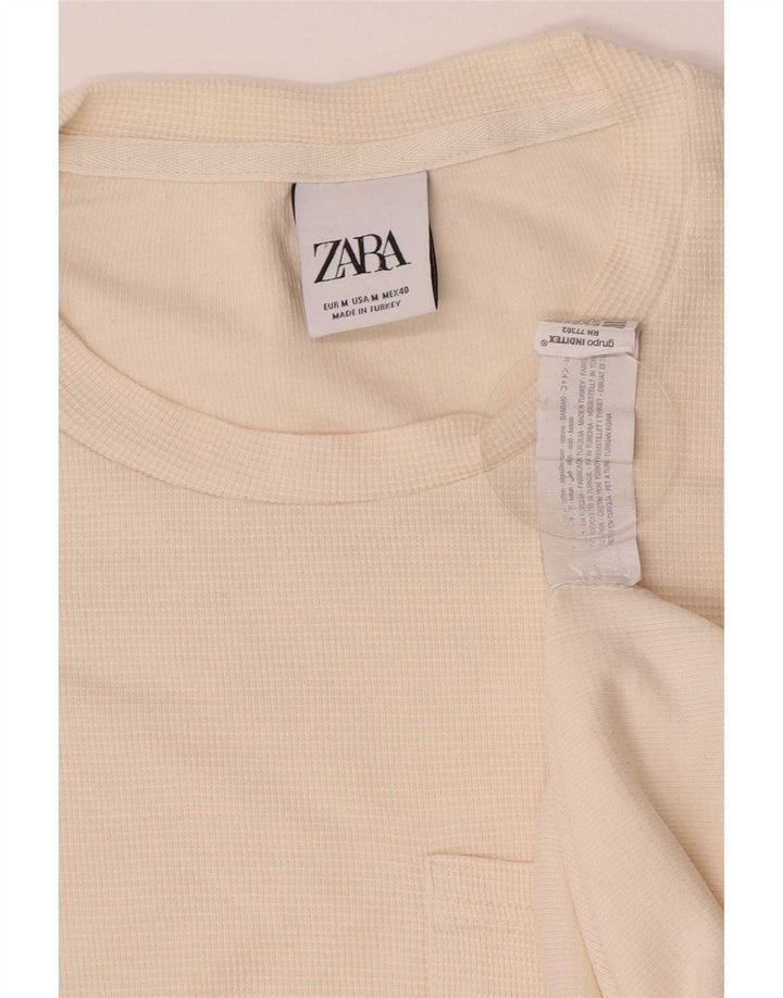 Top pentru bărbați Zara cu mânecă lungă, mediu alb, bumbac