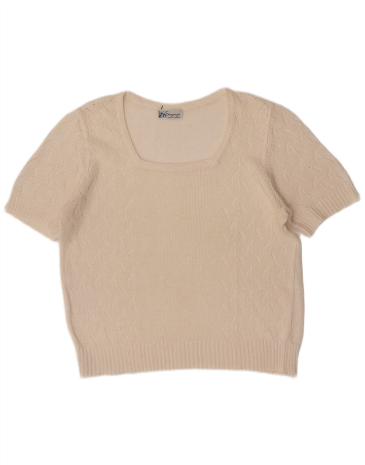 Bluză obișnuită cu mânecă scurtă pentru femei Sangiorgio, UK 14 Medium Off White