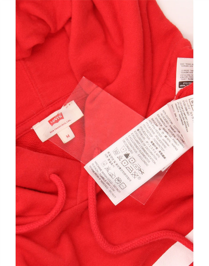LEVI'S Womens Graphic Hoodie Jumper UK 14 Medium Red Cotton Vintage Levi's and Second-Hand Levi's from Messina Hembry 