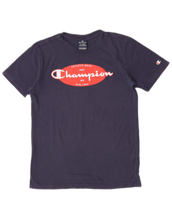 Tricou grafic Champion pentru băieți Top 13-14 ani XL bleumarin