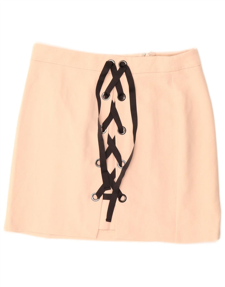 Fusta mini Topshop pentru femei UK 12 Medium W30 Bej Poliester