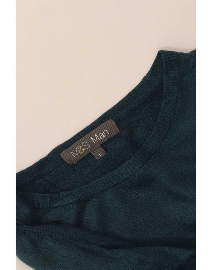 Pulover pentru bărbați Marks & Spencer, cu gât de barcă, mare, verde