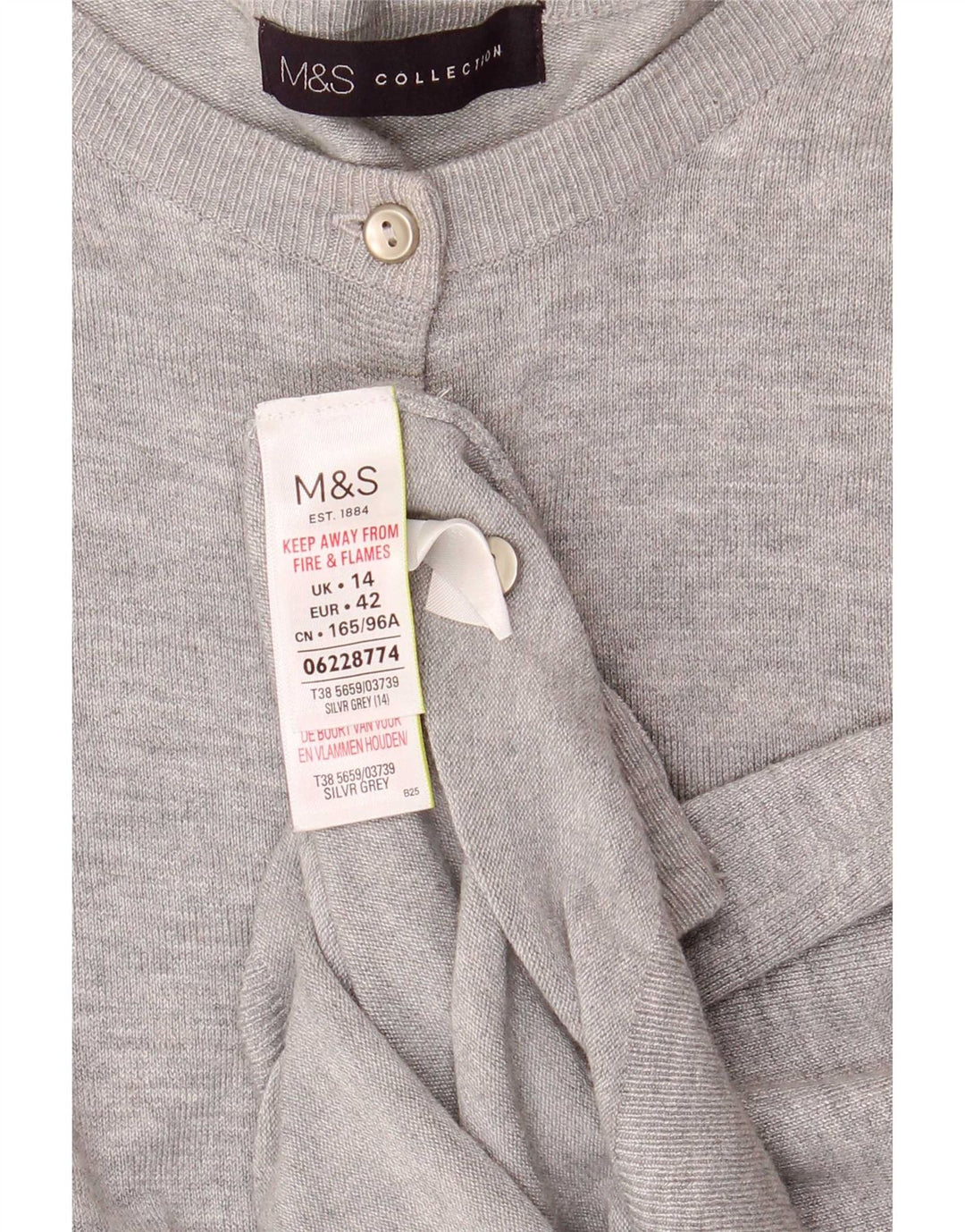Pulover cardigan pentru femei Marks & Spencer UK 14 mare, gri, viscoză cu pături