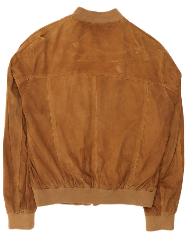 Bomber vintage pentru bărbați din piele intoarsa UK 42 XL din piele maro
