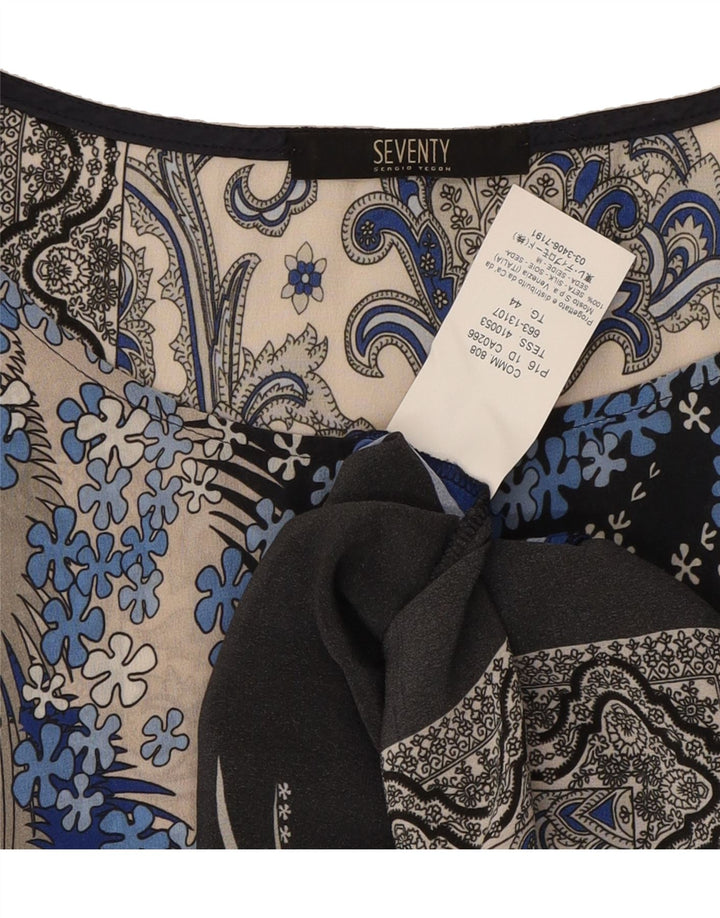 SEVENTY Womens Blouse Top IT 44 Medium Black Floral Silk Vintage Seventy and Second-Hand Seventy from Messina Hembry 