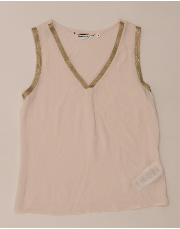 Naf Naf Womens See Through Vest Top UK 12 Medium Pink Poliester