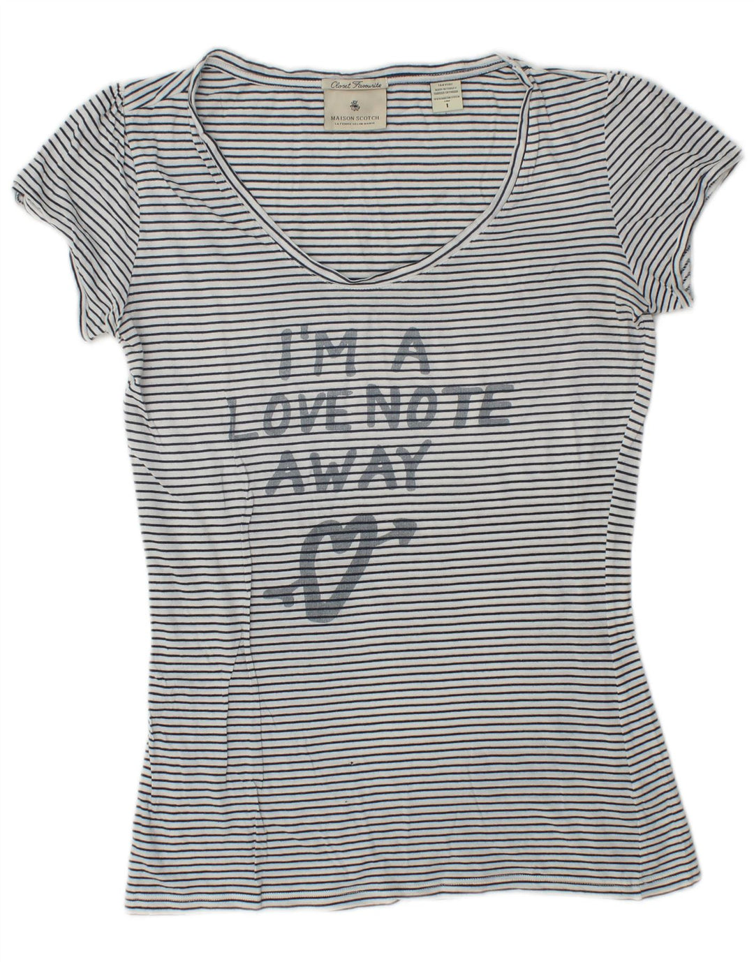 Tricou cu grafic pentru femei Maison Scotch Mărimea 1 Mic cu dungi albe