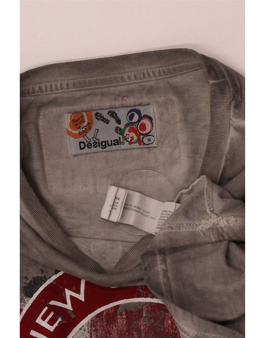 Tricou grafic Desigual pentru bărbați Top din bumbac gri mediu