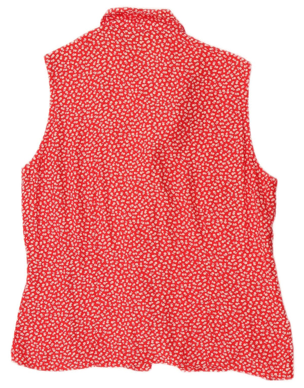 Bluză cămașă fără mâneci pentru femei Benetton IT 44 Medium Red Floral Viscose