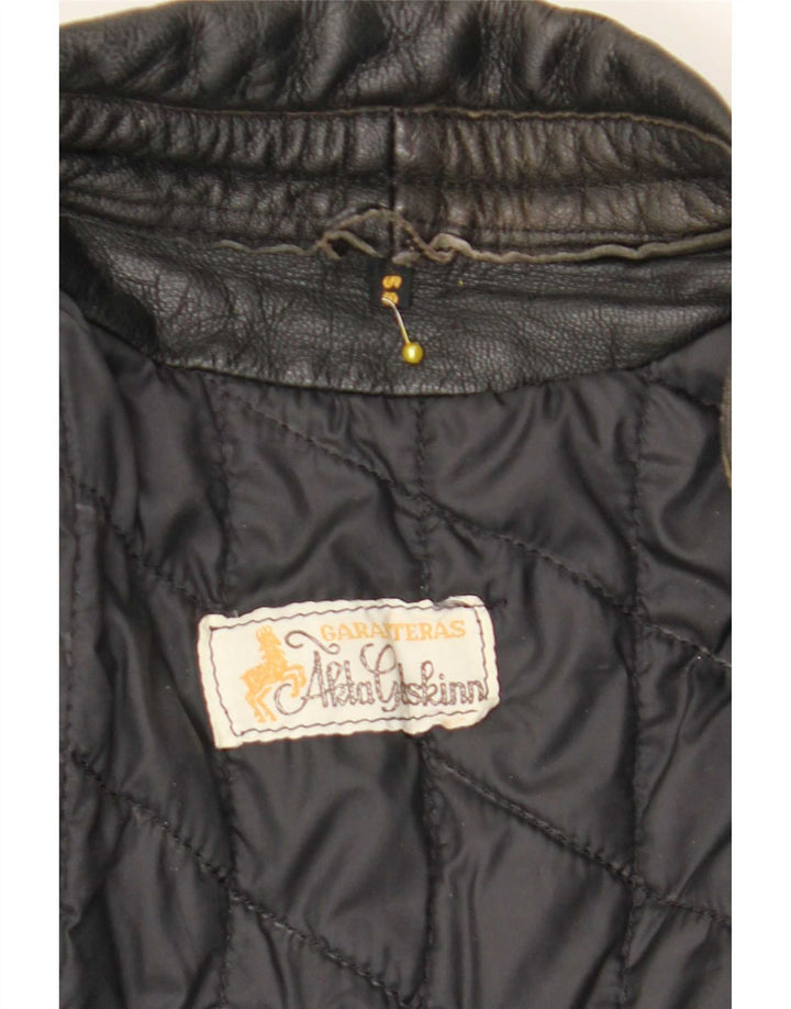 Jachetă vintage din piele pentru bărbați UK 38 Medium Black Colorblock