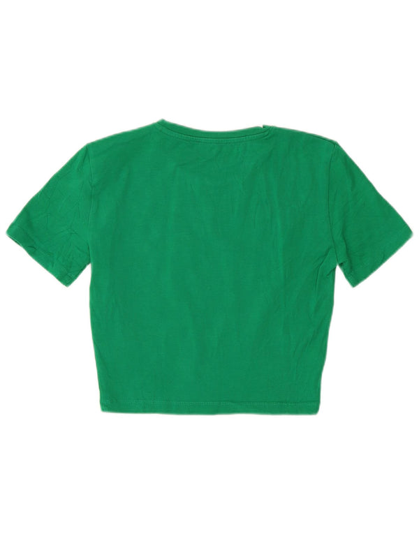 Tricou Crop pentru femei Zara UK 8 Small Green Bumbac