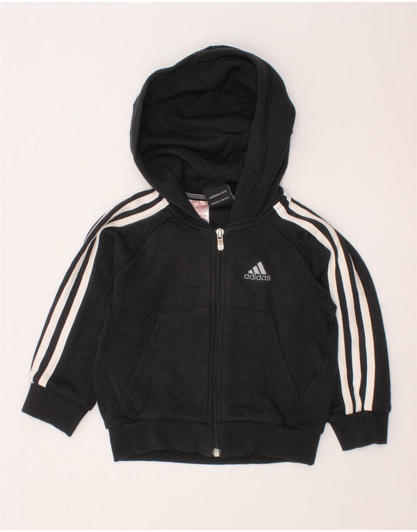 Pulover ADIDAS pentru bebelusi cu fermoar, bumbac negru 18-24 luni