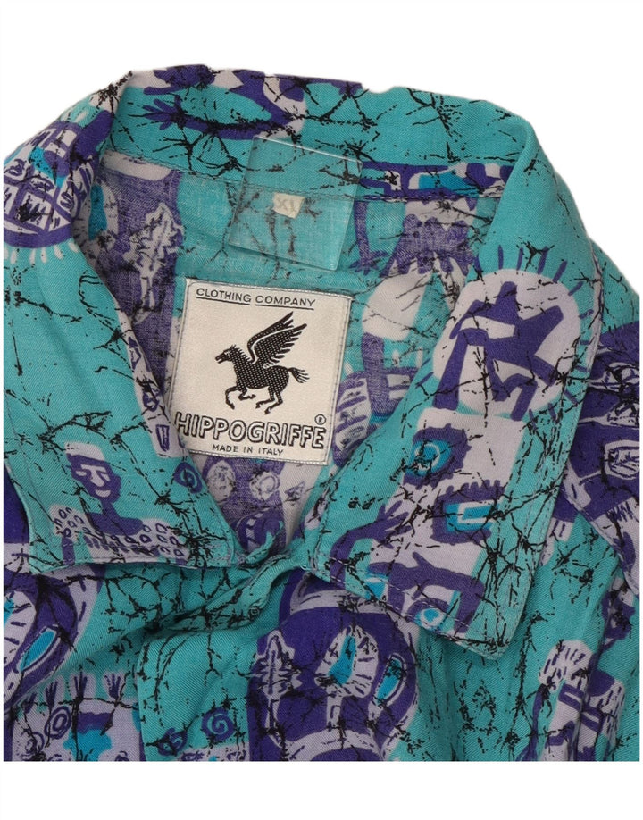 Cămașă cu mânecă scurtă pentru bărbați VINTAGE, bumbac mozaic albastru XL