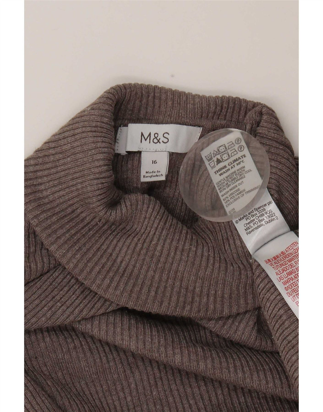 Marks & Spencer Top pentru femei cu mânecă lungă UK 16 mare, gri, viscoză