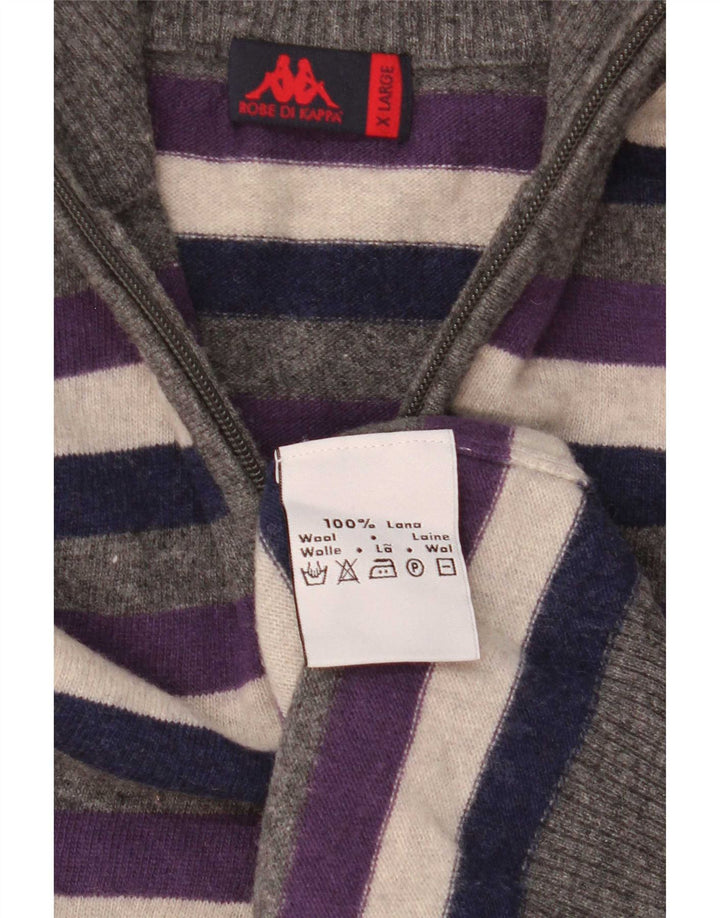 Pulover pentru bărbați Kappa, cu fermoar, cu gât, XL, lână cu dungi multicolore
