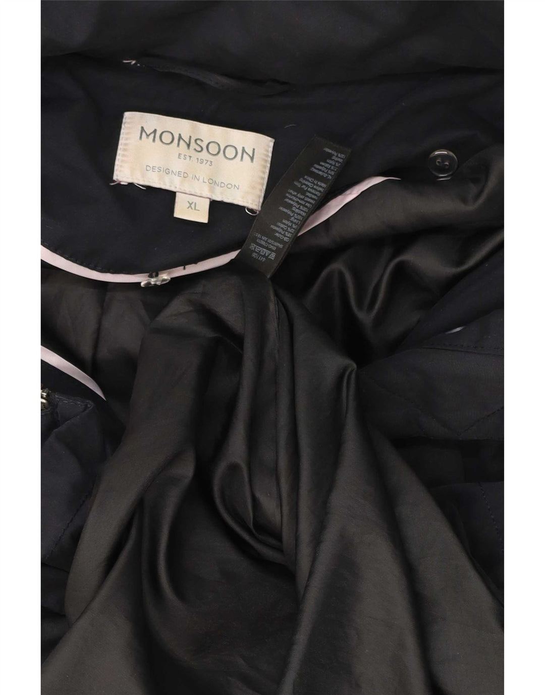 Jachetă parka supradimensionată cu glugă pentru femei Monsoon UK 18 XL poliester bleumarin