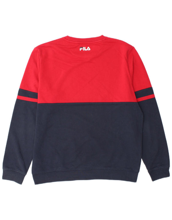 Hanorac cu grafic pentru bărbați Fila Pulover mare, albastru bleumarin, bumbac color bloc