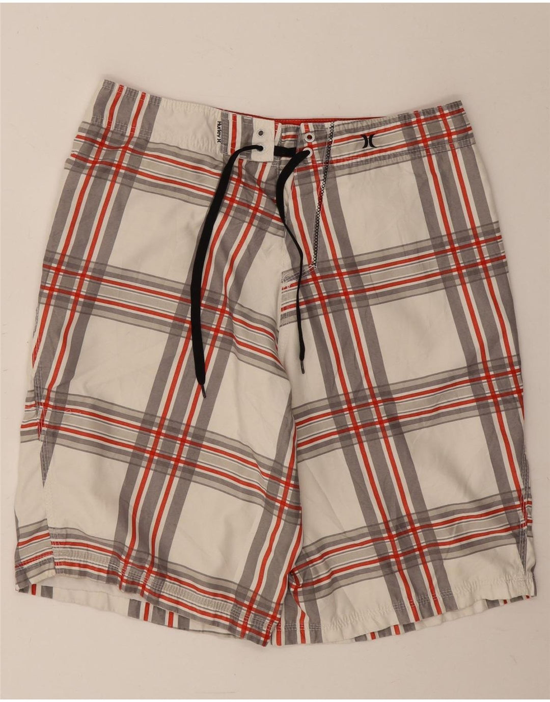 Pantaloni scurți de înot cu grafic pentru bărbați Hurley, poliester cu carouri mari, albe