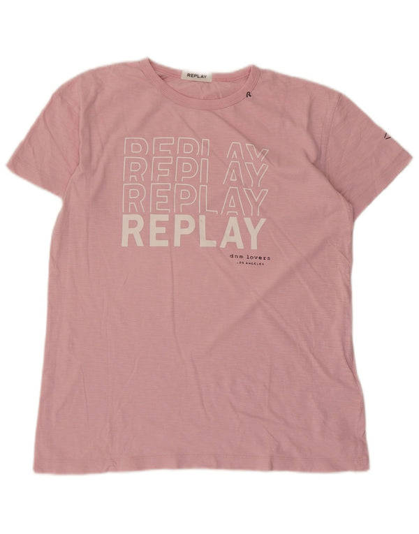 Tricou grafic Replay pentru femei Top UK 10 Small Pink Bumbac