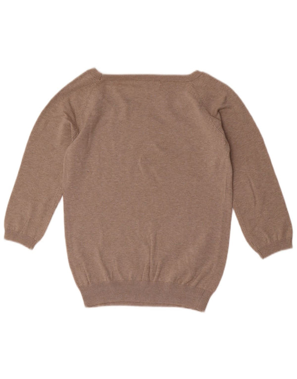 Pulover pentru femeie Zara, cu mâneci 3/4, cu gât de barca, UK 12, bumbac, gri mediu