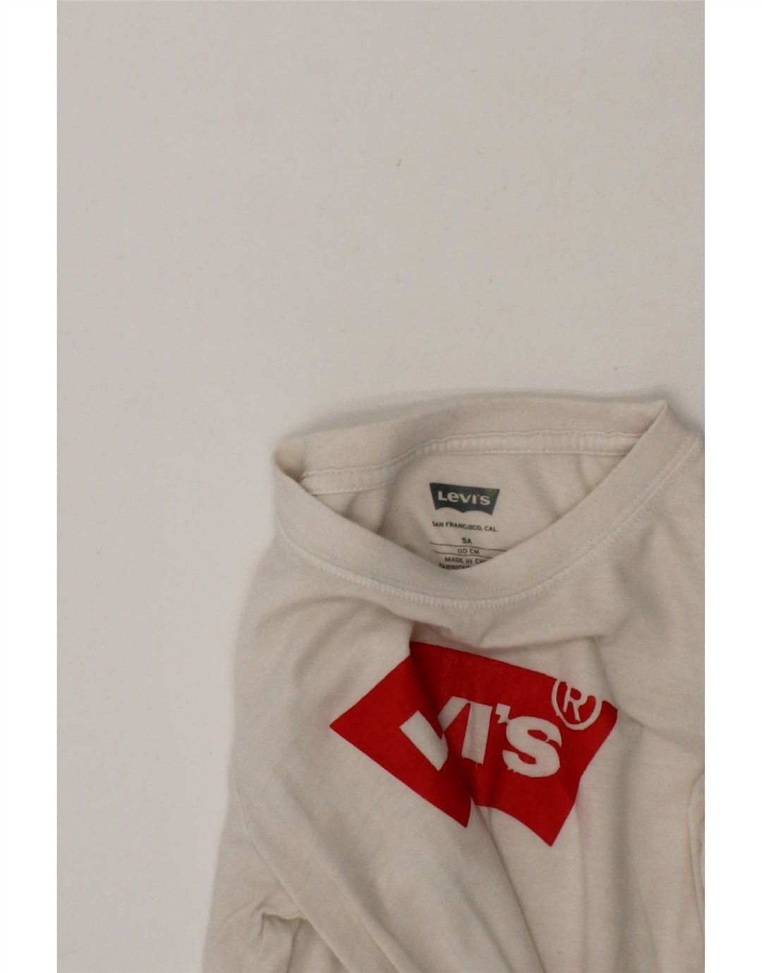LEVI'S Boys Graphic Top Long Sleeve 4-5 Years Off White Cotton Vintage Levi's and Second-Hand Levi's from Messina Hembry 