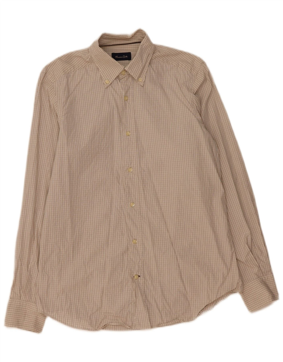 MASSIMO DUTTI Mens Shirt Medium Beige Check Cotton