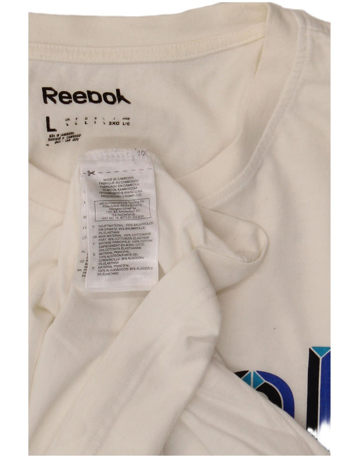 Tricou grafic REEBOK pentru bărbați Top mare din bumbac alb