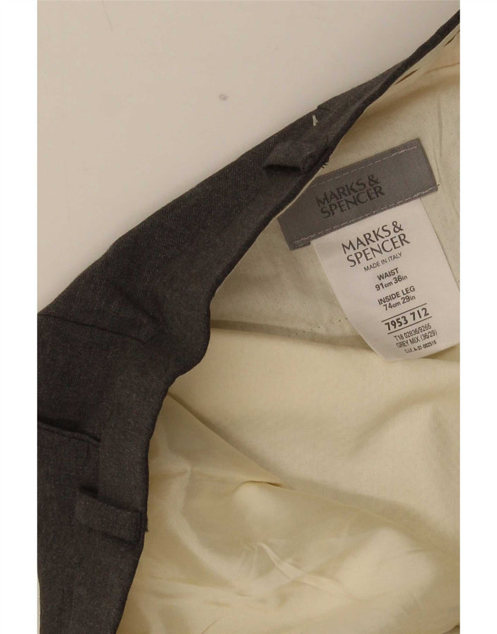 Marks & Spencer Pantaloni de costum crop pentru bărbați L36 L24 Lână gri