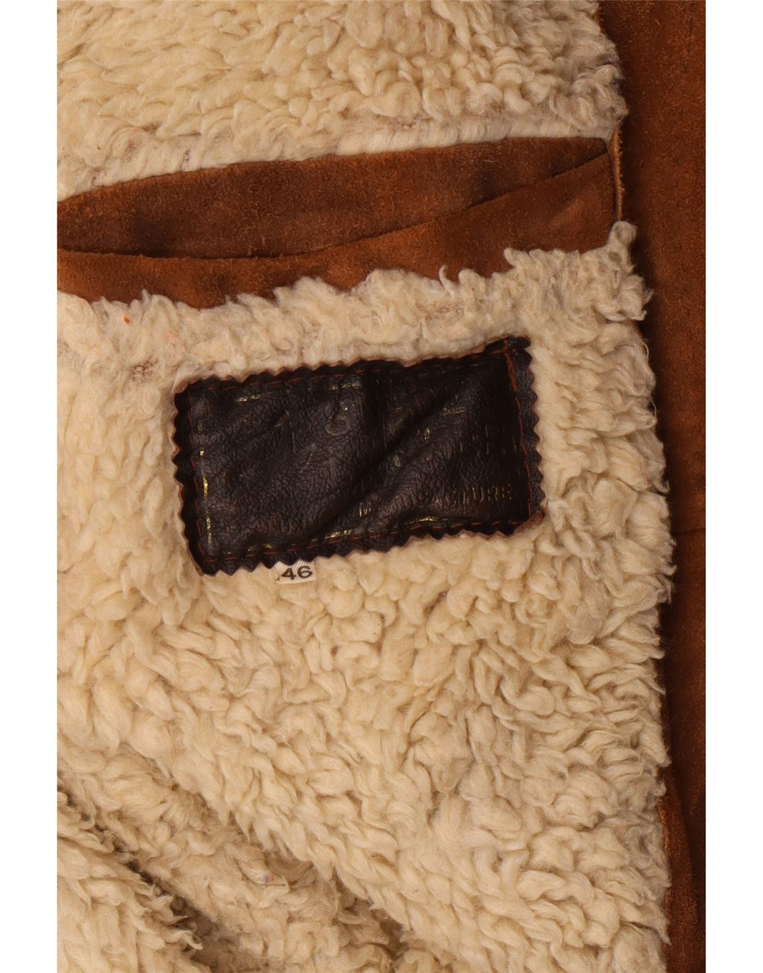 Jachetă din shearling pentru femei VINTAGE IT 46 din piele maro mare