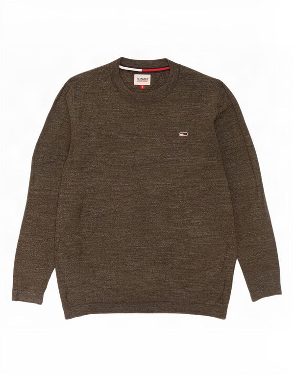 Tommy Hilfiger Mens Crew Neck Jumper Sweater Small Khaki Flecked