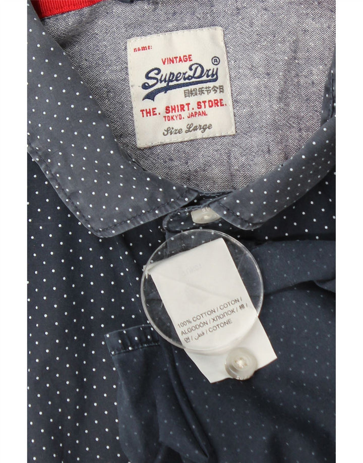 Cămașă cu mânecă scurtă pentru bărbați Superdry, mare, albastru, bumbac cu pete