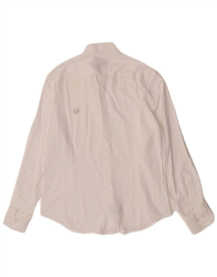 Cămașă pentru bărbați Fred Perry Slim Fit, mare, alb, bumbac