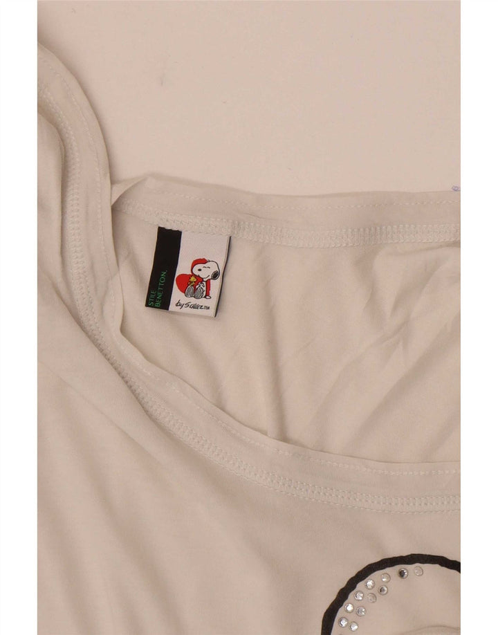 Tricou grafic Benetton Peanuts pentru femei Top UK 12 Medium White