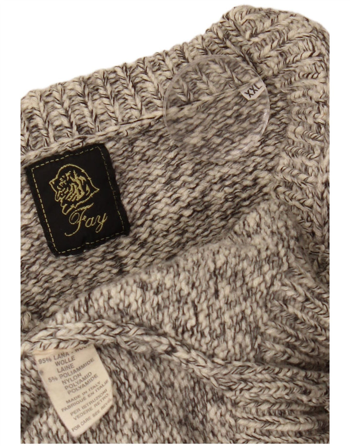 Pulover cu decolteu în V Fay pentru bărbați, 2XL, lână gri pete