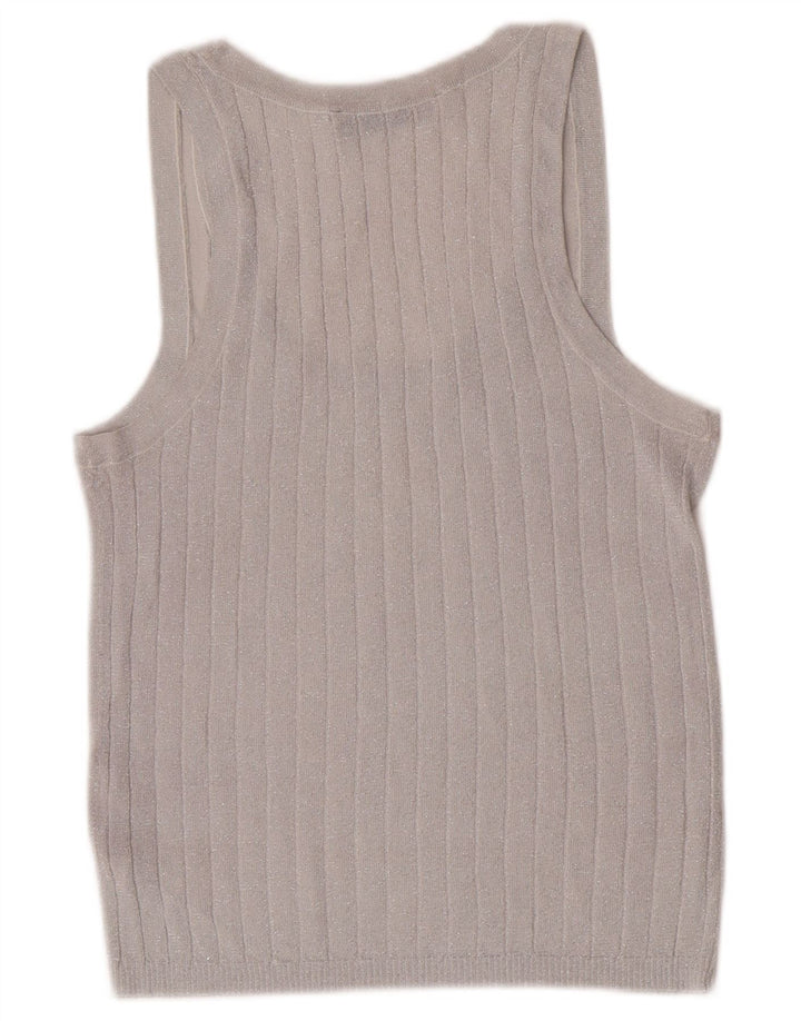Vest Vest Top Femei Zara UK 14 Large Silver Flecked Viscose