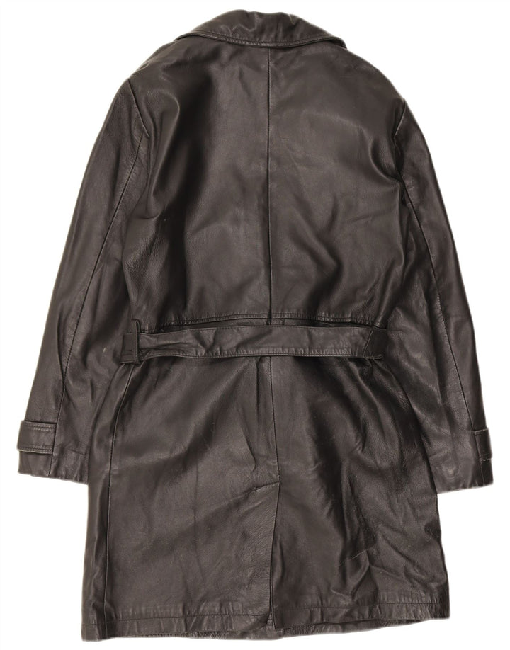 Palton din piele dublu pentru femei Stefanel UK 14 Piele neagra medie