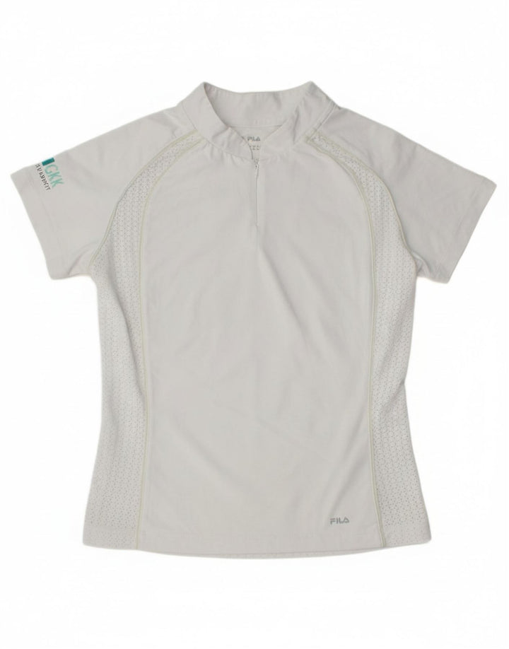 FILA Womens T-Shirt Top UK 12 Medium White Polyester