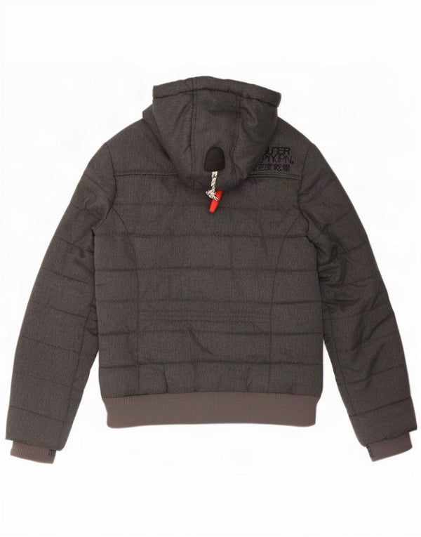 Superdry Jachetă căptușită cu glugă pentru femei UK 10 Small Gri Poliester