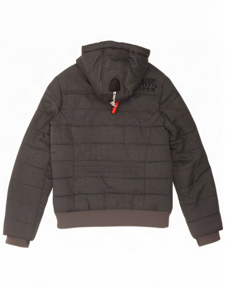 Superdry Jachetă căptușită cu glugă pentru femei UK 10 Small Gri Poliester