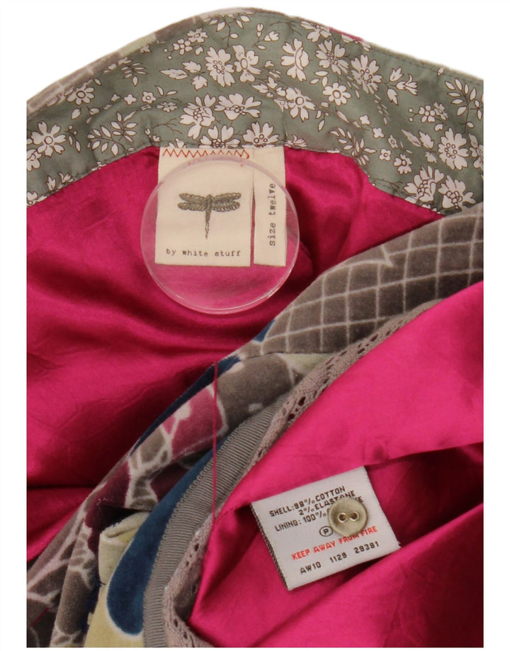 White Stuff Womens Velvet Mini Fusta UK 12 Medium W33 Gri Floral Bumbac