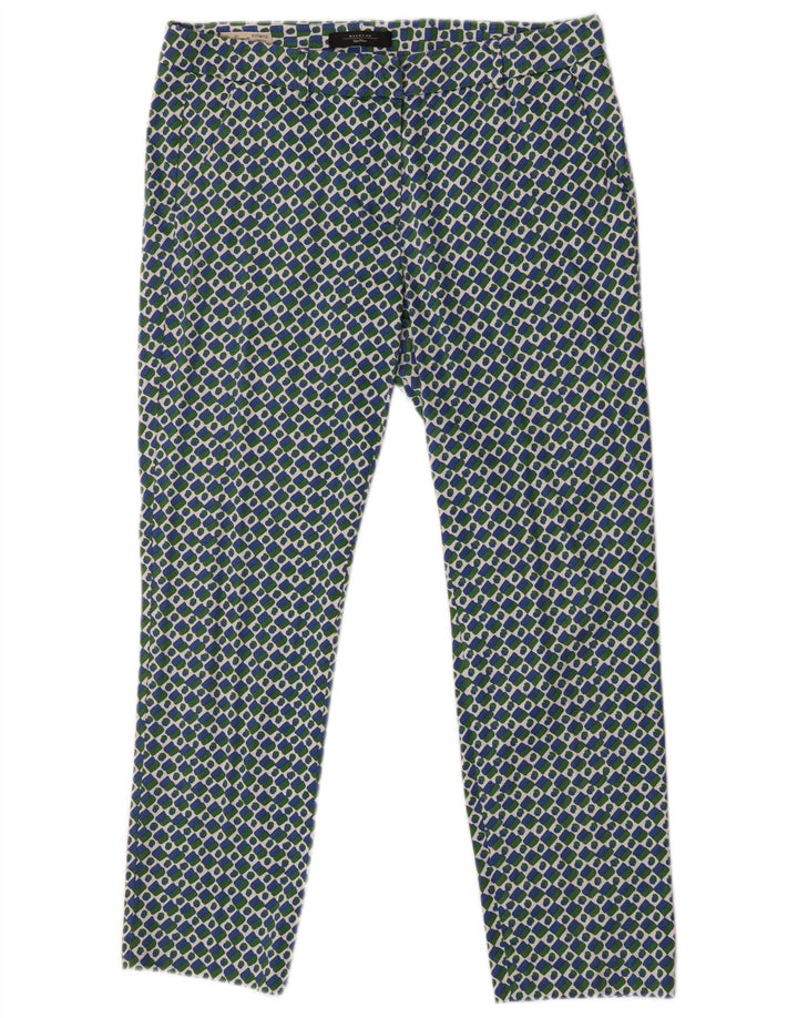 Max Mara Pantaloni Chino Drepți Weekend Femei L32 L26 Albastru Geometric