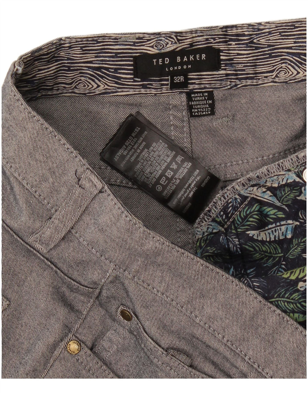 Pantaloni casual subțiri pentru bărbați Ted Baker L32 L30 bumbac gri